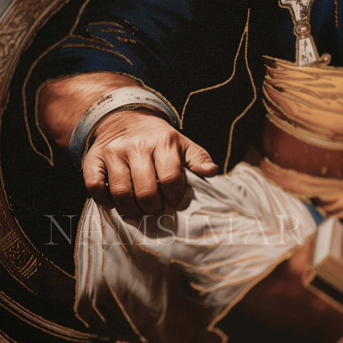 BABA DEEP SINGH JI ( golden embossed ) { 2.5 - 2 feet }